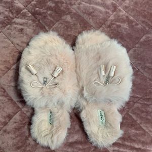 Blush pink coach slippers